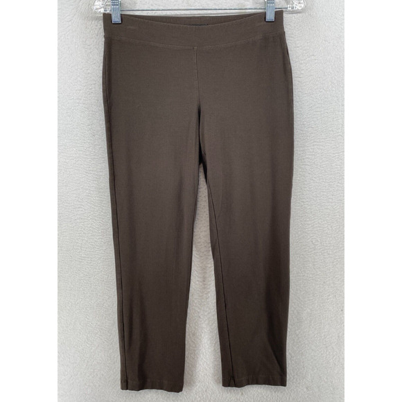Eileen Fisher Pants - EILEEN FISHER Pants PP Washable Stretch Crepe Slim Crop Elastic Waist Brown USA